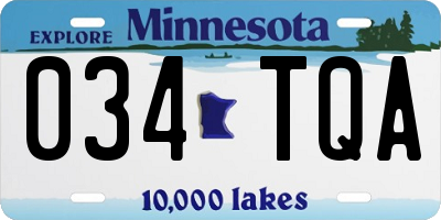 MN license plate 034TQA