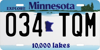 MN license plate 034TQM