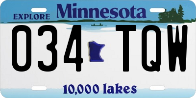 MN license plate 034TQW