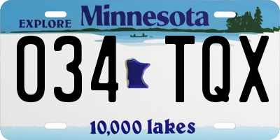 MN license plate 034TQX