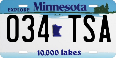MN license plate 034TSA