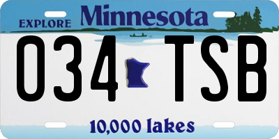 MN license plate 034TSB