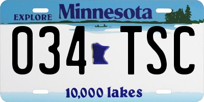 MN license plate 034TSC