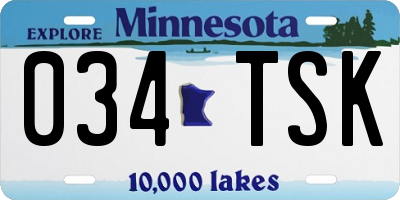 MN license plate 034TSK