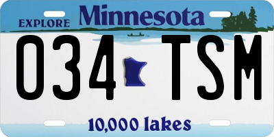MN license plate 034TSM