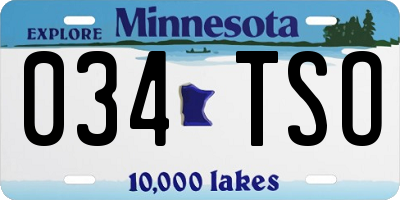 MN license plate 034TSO