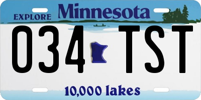 MN license plate 034TST