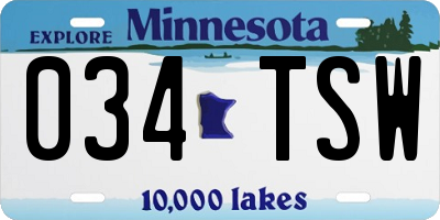 MN license plate 034TSW
