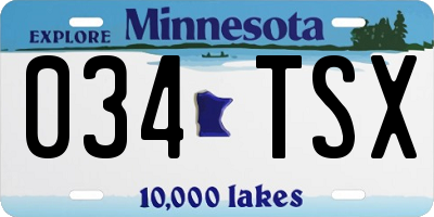 MN license plate 034TSX