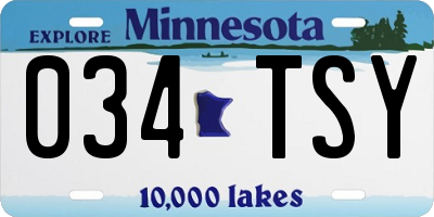 MN license plate 034TSY