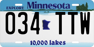 MN license plate 034TTW
