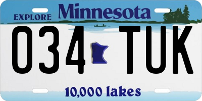 MN license plate 034TUK