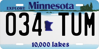 MN license plate 034TUM