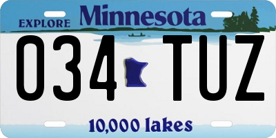 MN license plate 034TUZ