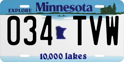 MN license plate 034TVW
