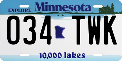 MN license plate 034TWK