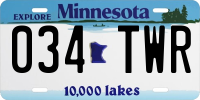 MN license plate 034TWR