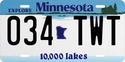 MN license plate 034TWT