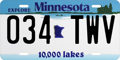 MN license plate 034TWV