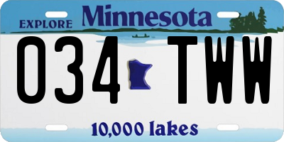 MN license plate 034TWW