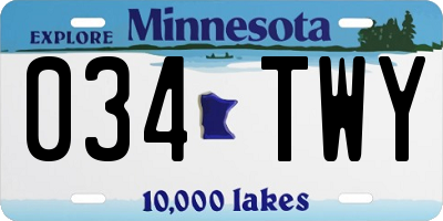 MN license plate 034TWY