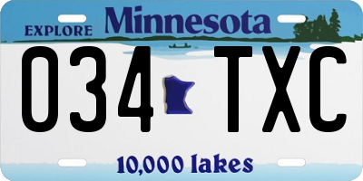 MN license plate 034TXC