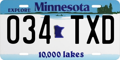 MN license plate 034TXD