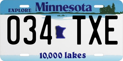 MN license plate 034TXE