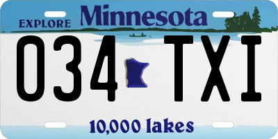 MN license plate 034TXI