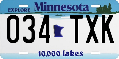 MN license plate 034TXK