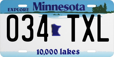 MN license plate 034TXL