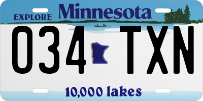 MN license plate 034TXN
