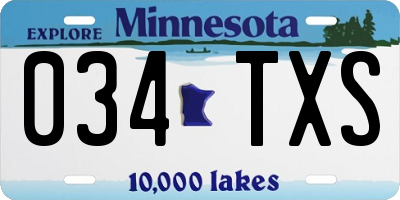 MN license plate 034TXS