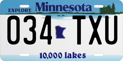 MN license plate 034TXU
