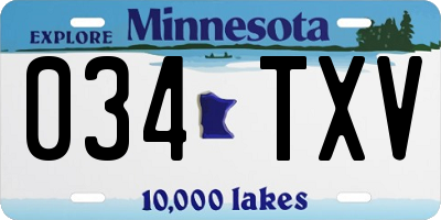 MN license plate 034TXV