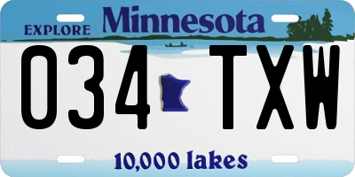 MN license plate 034TXW