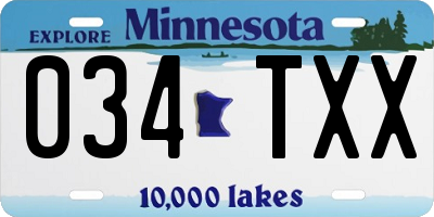 MN license plate 034TXX