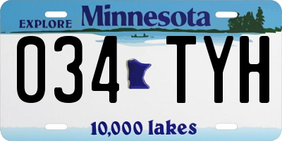 MN license plate 034TYH