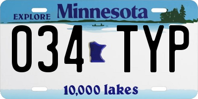 MN license plate 034TYP