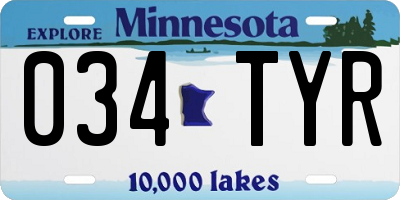 MN license plate 034TYR