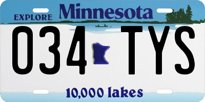MN license plate 034TYS