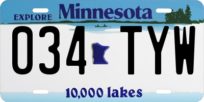 MN license plate 034TYW