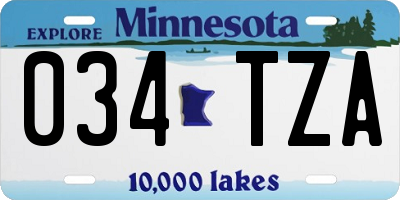 MN license plate 034TZA