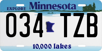 MN license plate 034TZB