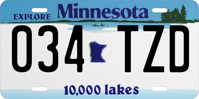 MN license plate 034TZD