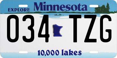 MN license plate 034TZG