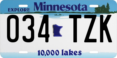 MN license plate 034TZK