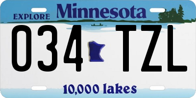 MN license plate 034TZL