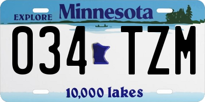MN license plate 034TZM