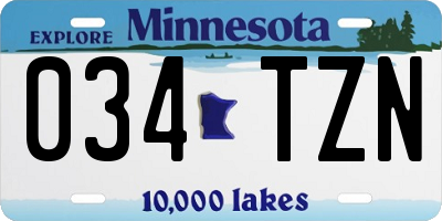 MN license plate 034TZN